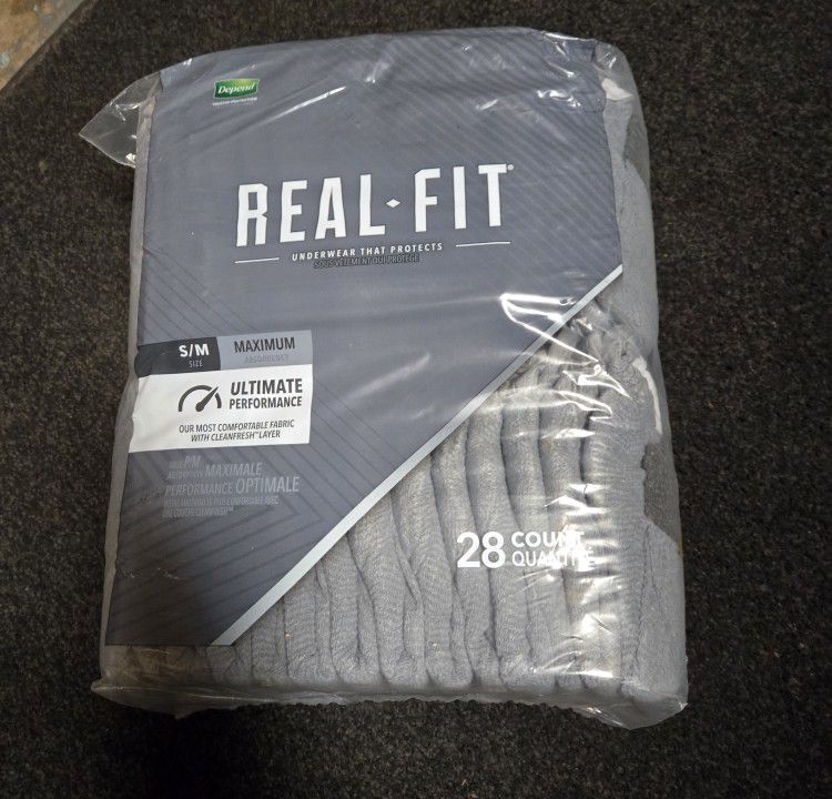 Depend Real Fit Underwear for Men, Maximum Absorbency, S/M, 28 Count