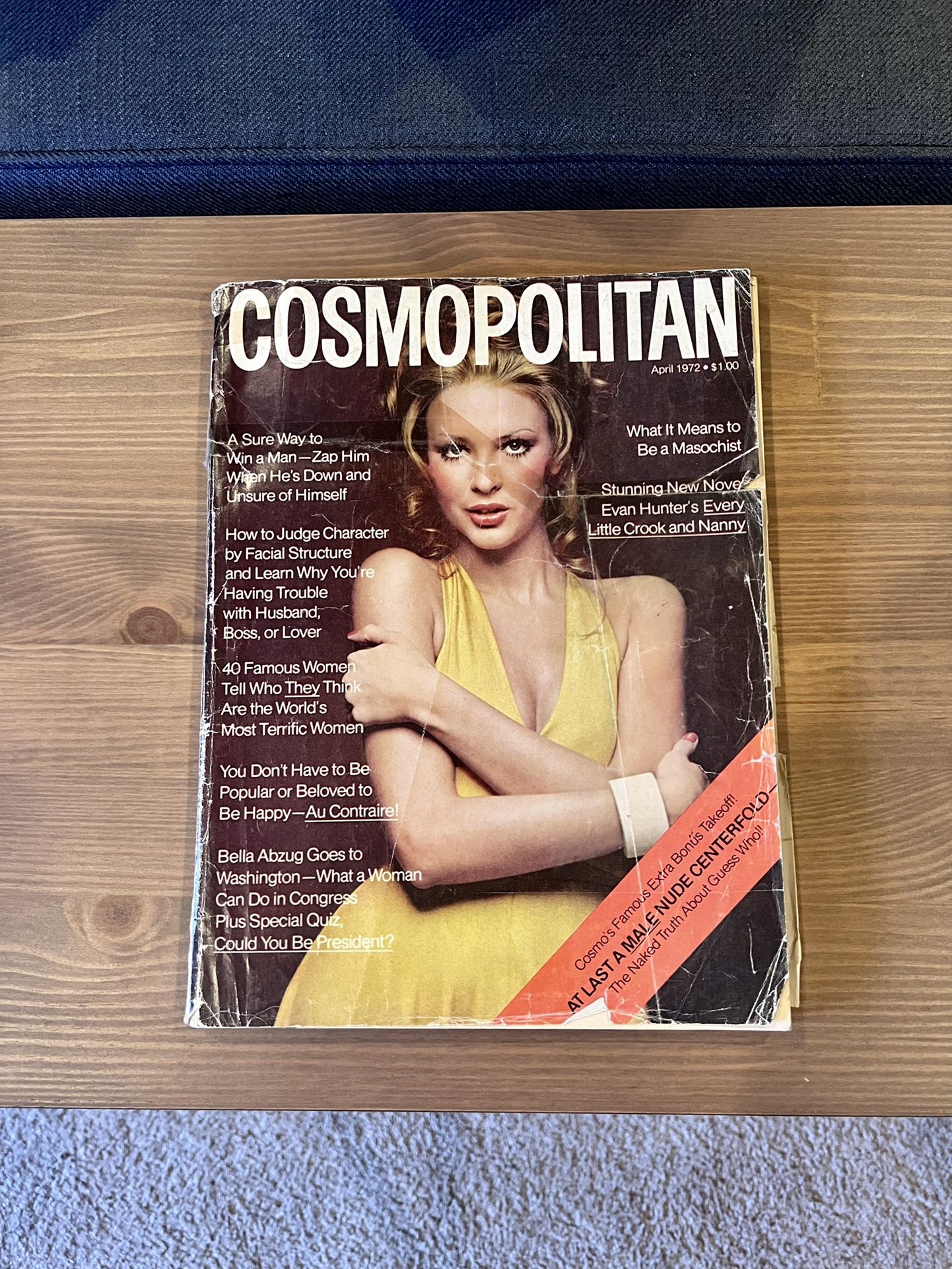Vintage COSMOPOLITAN April 1972 Magazine BURT REYNOLDS Nude Centerfold Issue
