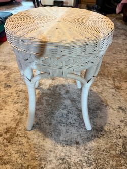 White Wicker Stool