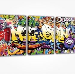 Aaxezm 3pcs Grafity Canvas Wall Art Print 72x96”