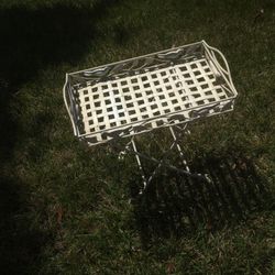 small wrought iron folding table plant tray