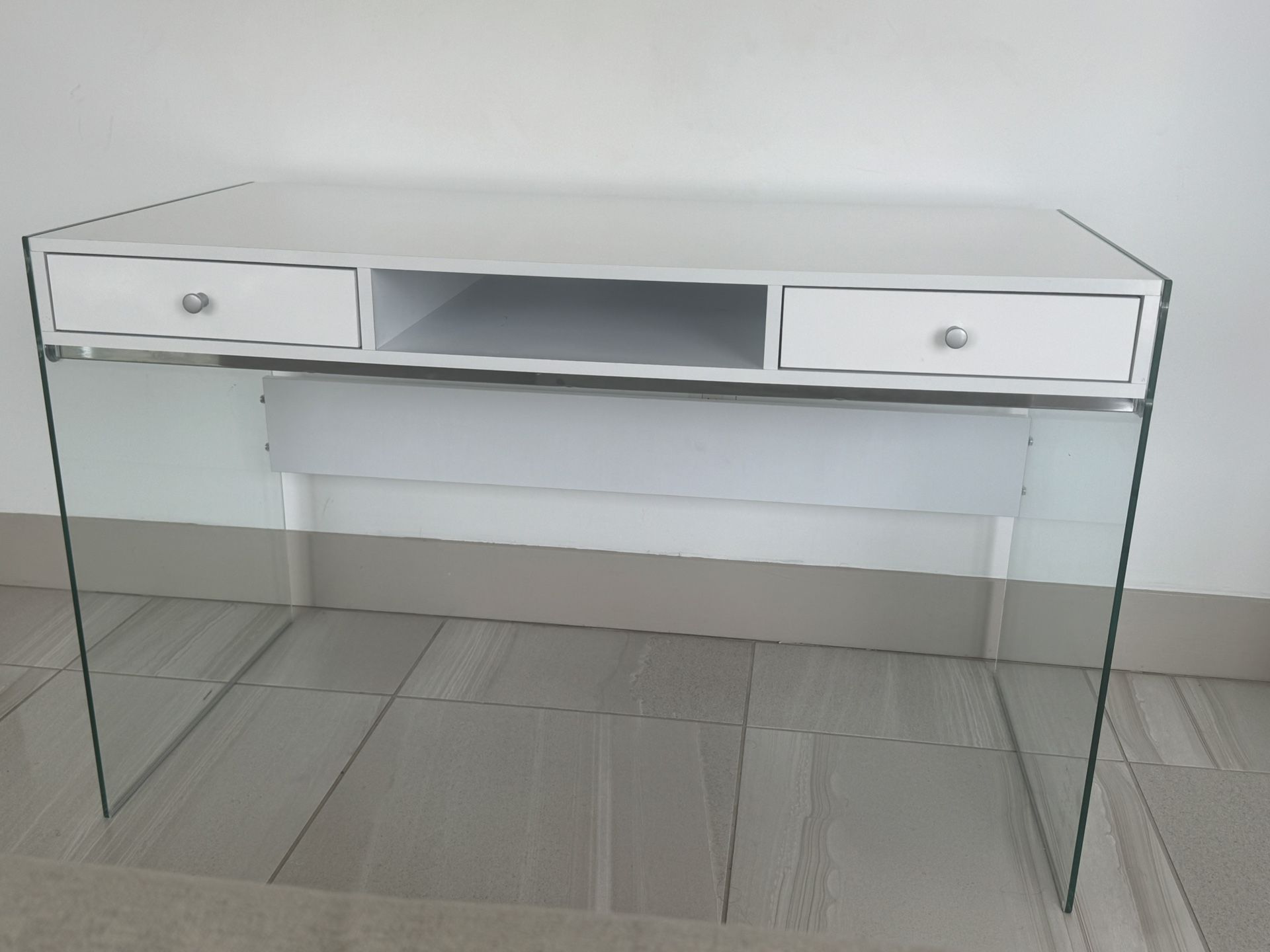 White & Glass Desk $125