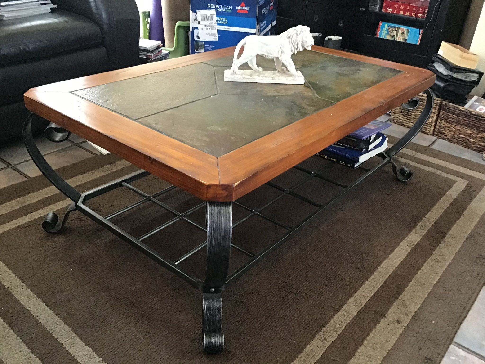 Thick Ceramic And Wood Coffee Table