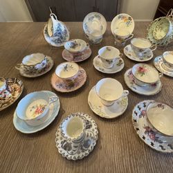 16 Fine Bone China Teacups w/Saucers