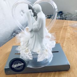 Wilson wedding cake topper in white.