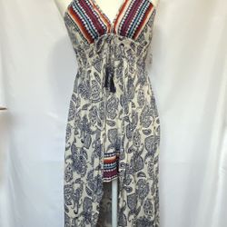 ANGIE Romper Multicolor Long Dress Size L Boho