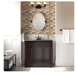 Style Selections Gladmere 36-in Java Single Sink Bathroom Vanity with Nutmeg Solid Surface Top