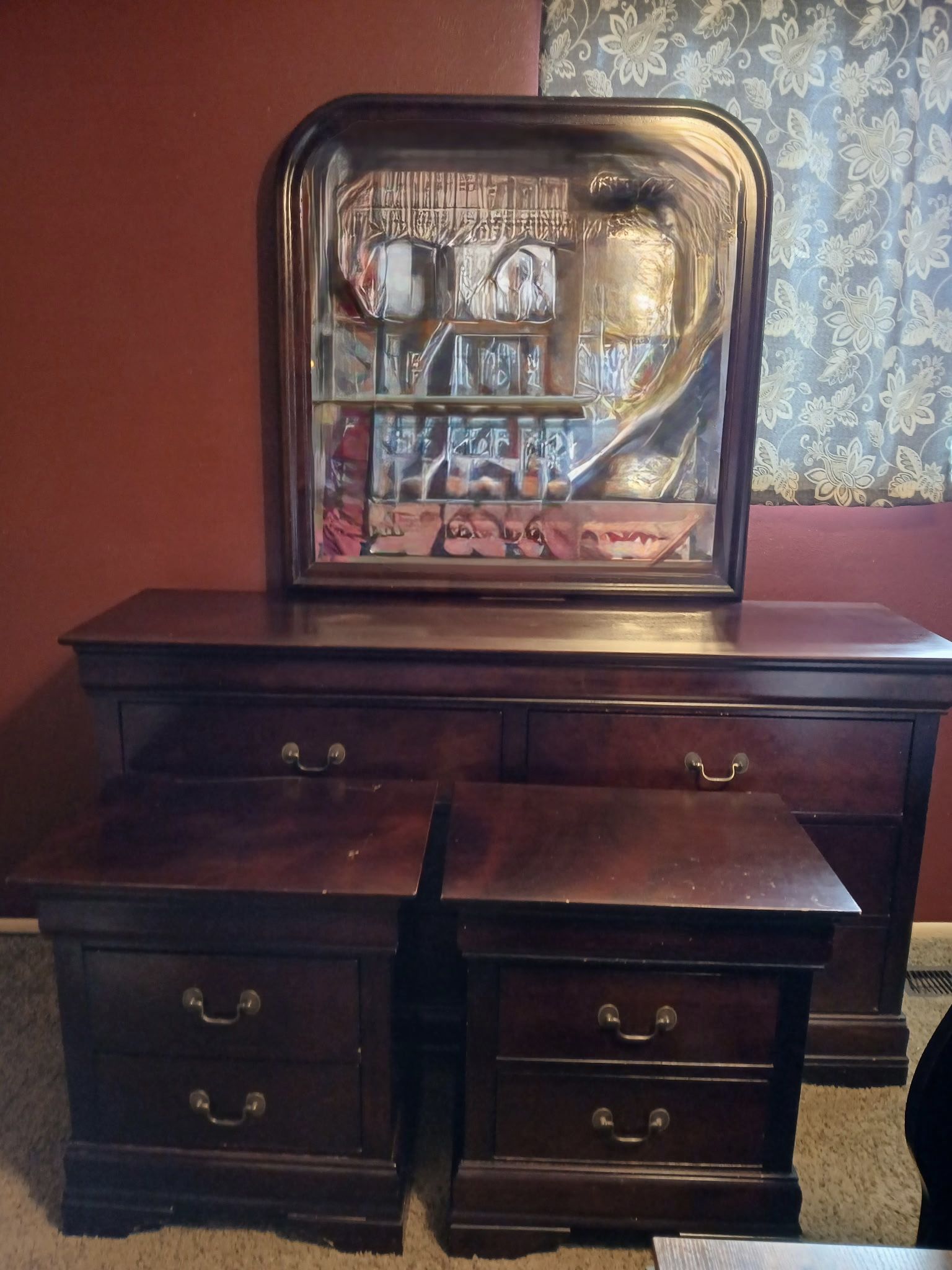 Dresser w/Mirror & 2 Nightstands