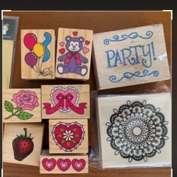 Rubber stamps “Party” Bear Hearts & More 12Pc