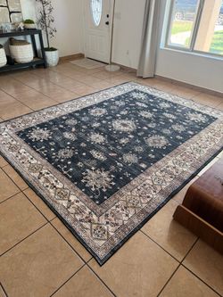 Navy Blue Traditional Medallion Area Rug