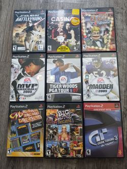 PlayStation 2 lot of 9 games: Madden, Tiger Woods, Black, Casino, Star Wars Battlefront, etc