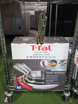 Tfal pro tri ply 3 pc stainless steel fry pan set $75