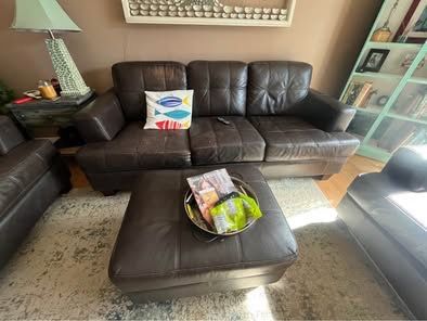 Brown 82” Leather Sofa