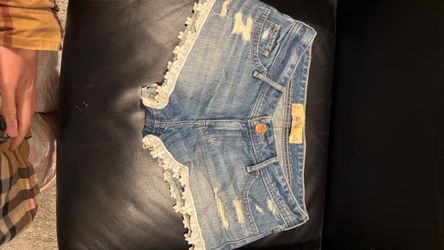 Hollister Distressed Denim Shorts with Lace Trim