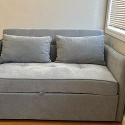 ERYE 3-in-1 Loveseat Futon Sofa Convertible Twin Bed,Love Seat W/Pull Out Sleeper Couch Bed & Reclining Backrest for RV Office Small Space Living Room