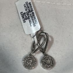 Bridge Diamond Dangle Earrings 1/4TW 