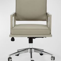 Bernhardt Workspace Beige Leather Adjustable Swivel Computer Office Chair