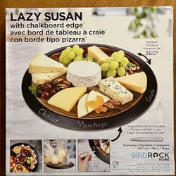 18” Acacia Wood Lazy Susan with Chalkboard Edge