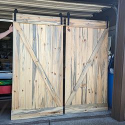 Blue Pine Barn Doors - Set Of 2 - Bypass Mounting Hardware Included 