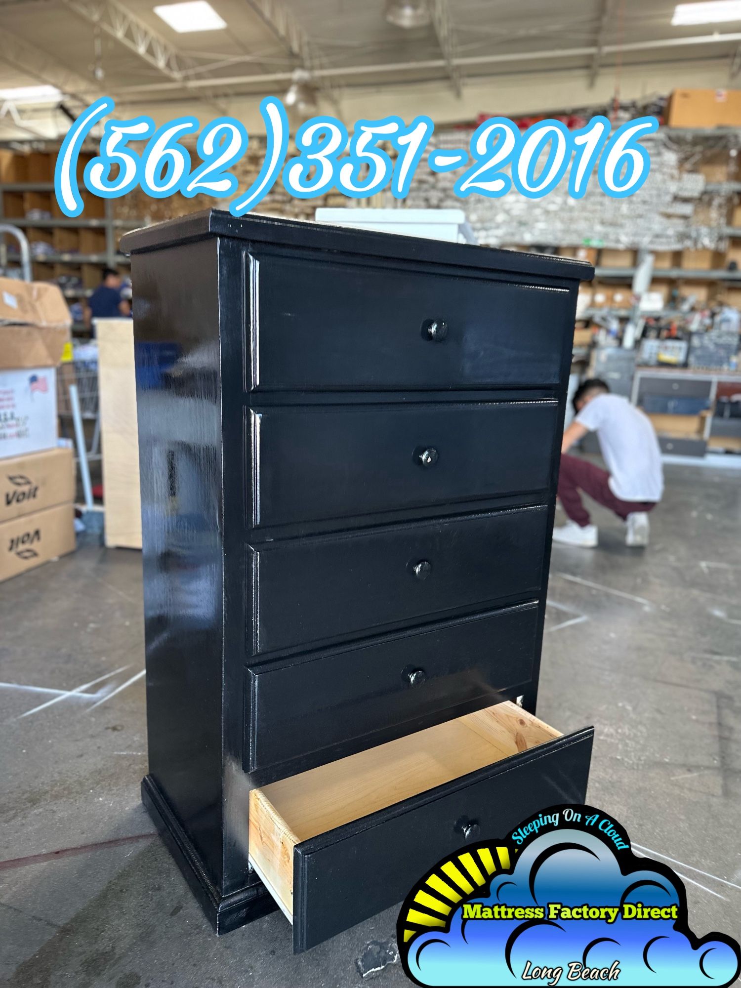 Black Chest Dresser Pinewood Cajonera Comoda Nueva