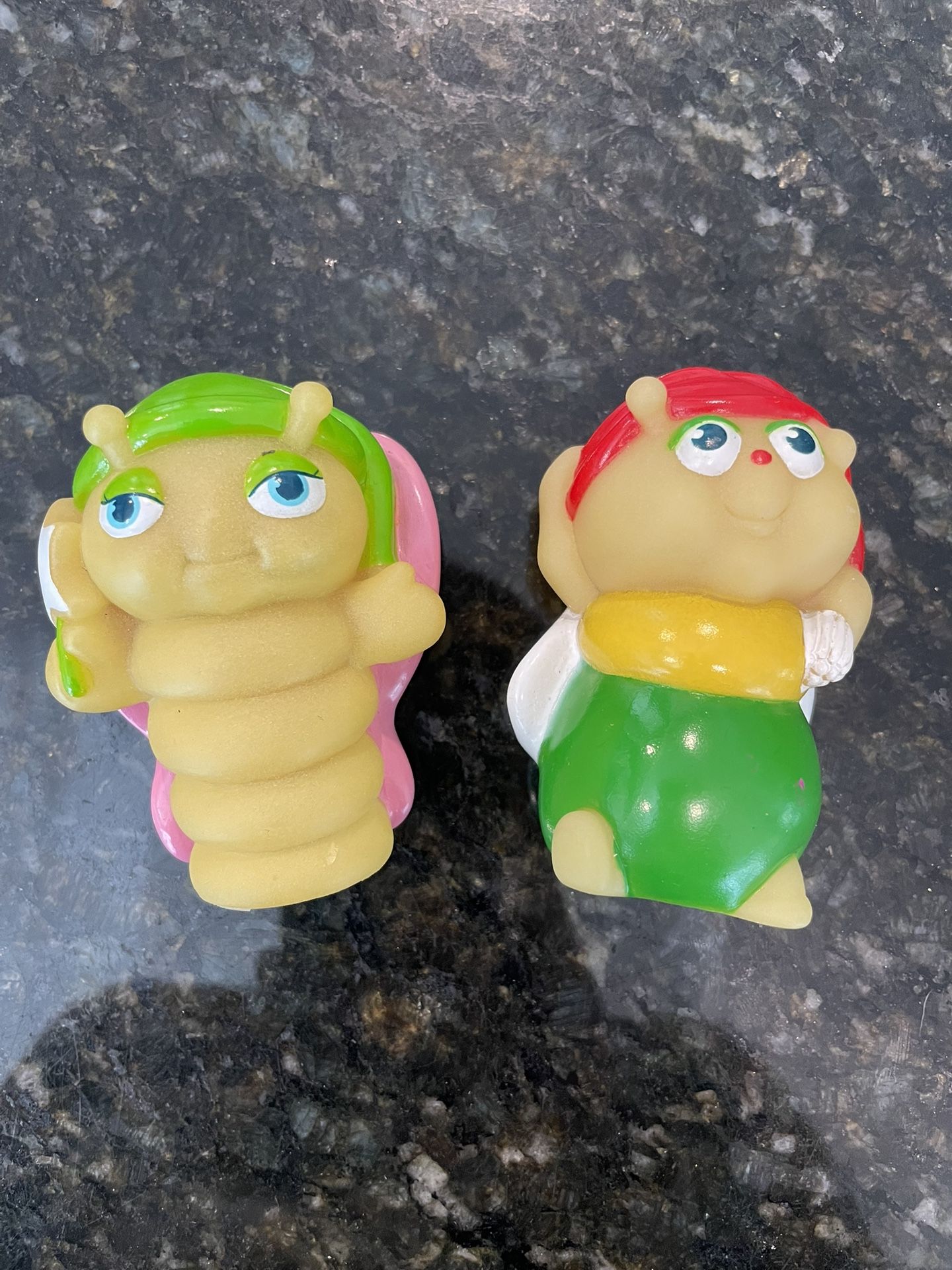 Vintage Playskool Glow Worm Friends 1986 Finger Puppet Toys - Lot of 2