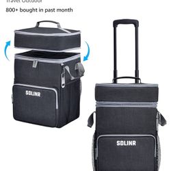 72-Can Large Rolling Cooler, Leakproof Insulated Soft Cooler Bag with Wheels and Handle Collapsible for Beach Camping Patio Travel Outdoor