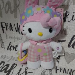 Sanrio *HELLO KITTY* 14" Musical *Side Stepper* ANIMATED Easter Bunny Plush NWT