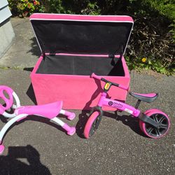 Pink Toy Chest Velo Balance Bike And YBike