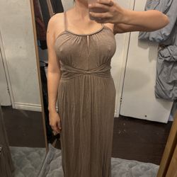 Long brown Greek goddess dress