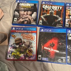 PS4 System,  Controllers And 8 Games 