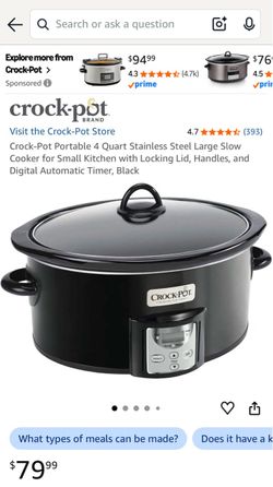 Crock-Pot 4 Quart Digital Slow Cooker Black