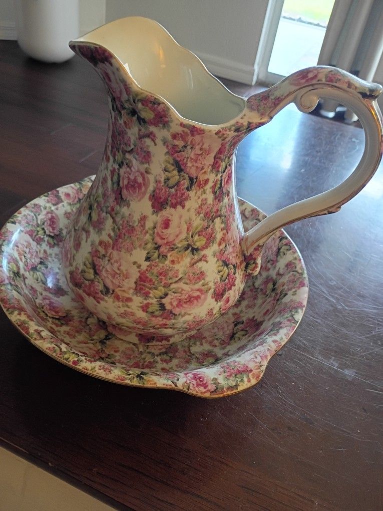 A Special Place Vintage Porcelain Pitcher And Base