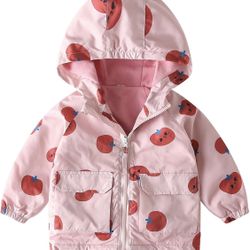 Kids Boys Girls Fleece Lined Windbreaker Jacket Fashion Prints Hoodie for Fall