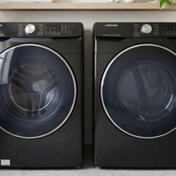 ​🔥 Electric Samsung Smart Steam Washer & Dryer Set - Brush Black Stainless Steel 🔥77023