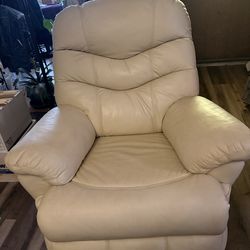 Off white leather recliner