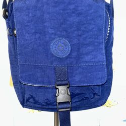 Kipling Blue Nylon Crossbody Shoulder Bag Purse With Adjustable Strap