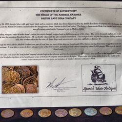 East India Trade Company Ship Wreck X Cash Coins