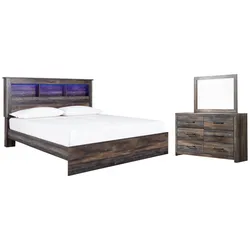 Drystan King Panel Bookcase Bed with Mirrored Dresser Major Discount Starts Today