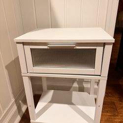 Nightstand Wooden Bedside Table with Drawer White Night Stand