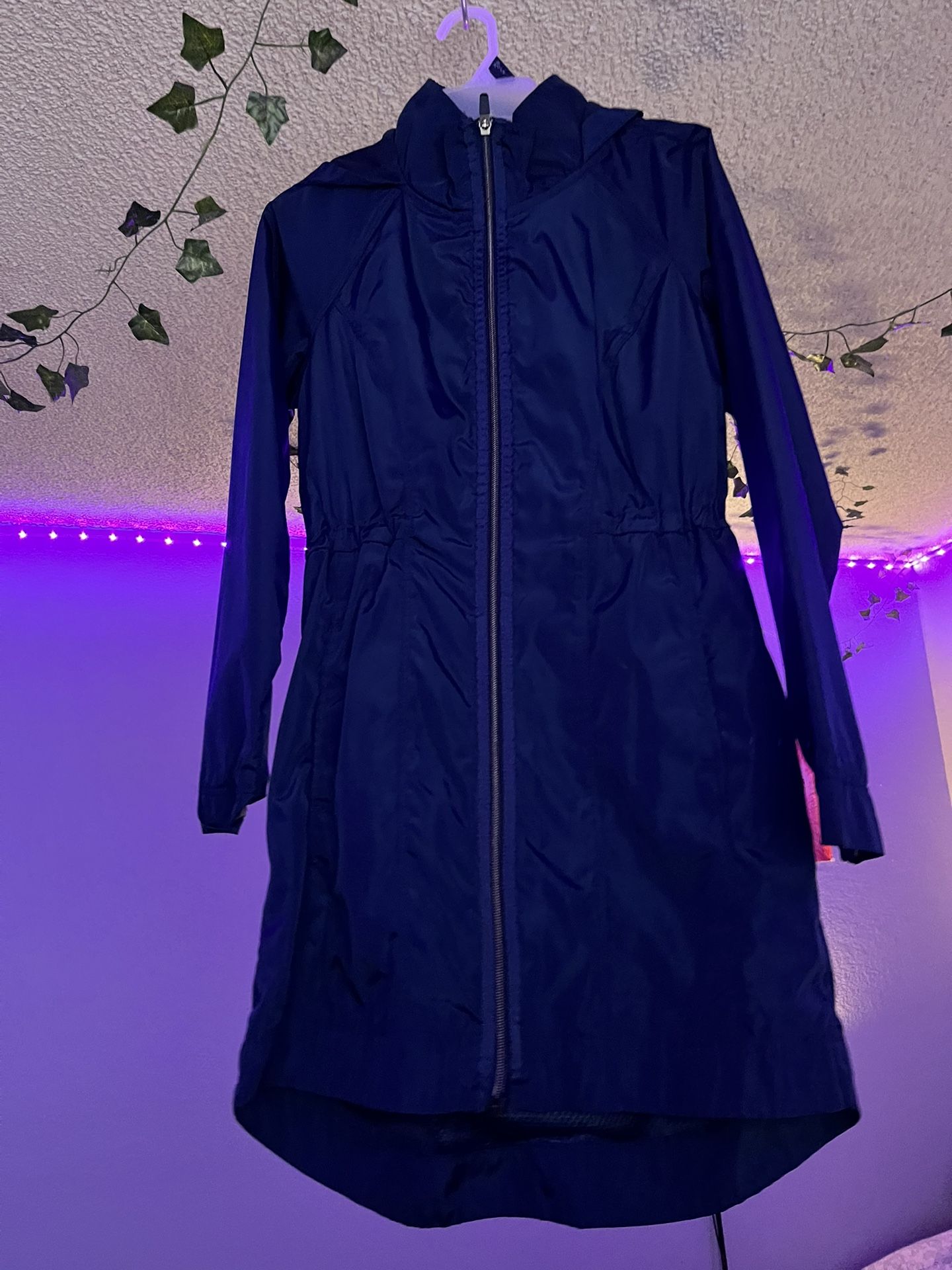 navy rain jacket