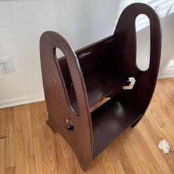 Little Partners 3-in-1 Growing Step Stool Toddler Tower Helper Step Stool, Wooden Toddler Standing Stool for Bathroom or Kitchen, Anti-Slip Feet, Buil