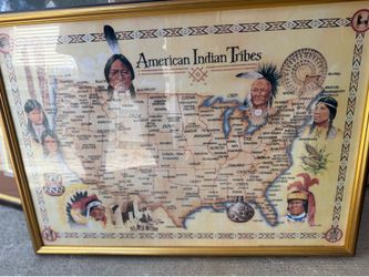 American Indian trials glass framed picture