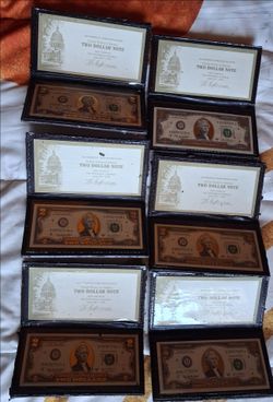 Authentic Uncirculated US $2 Bill Collection Set
