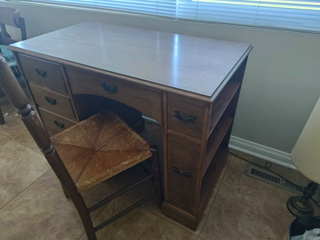 Antique Kneehole Desk & Chair