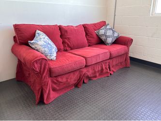 Slipcover red sofa