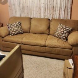 Camel Color Suede Like Sofa..Size 7ft Long..Brand New With Tag On It..very Comfortable!!