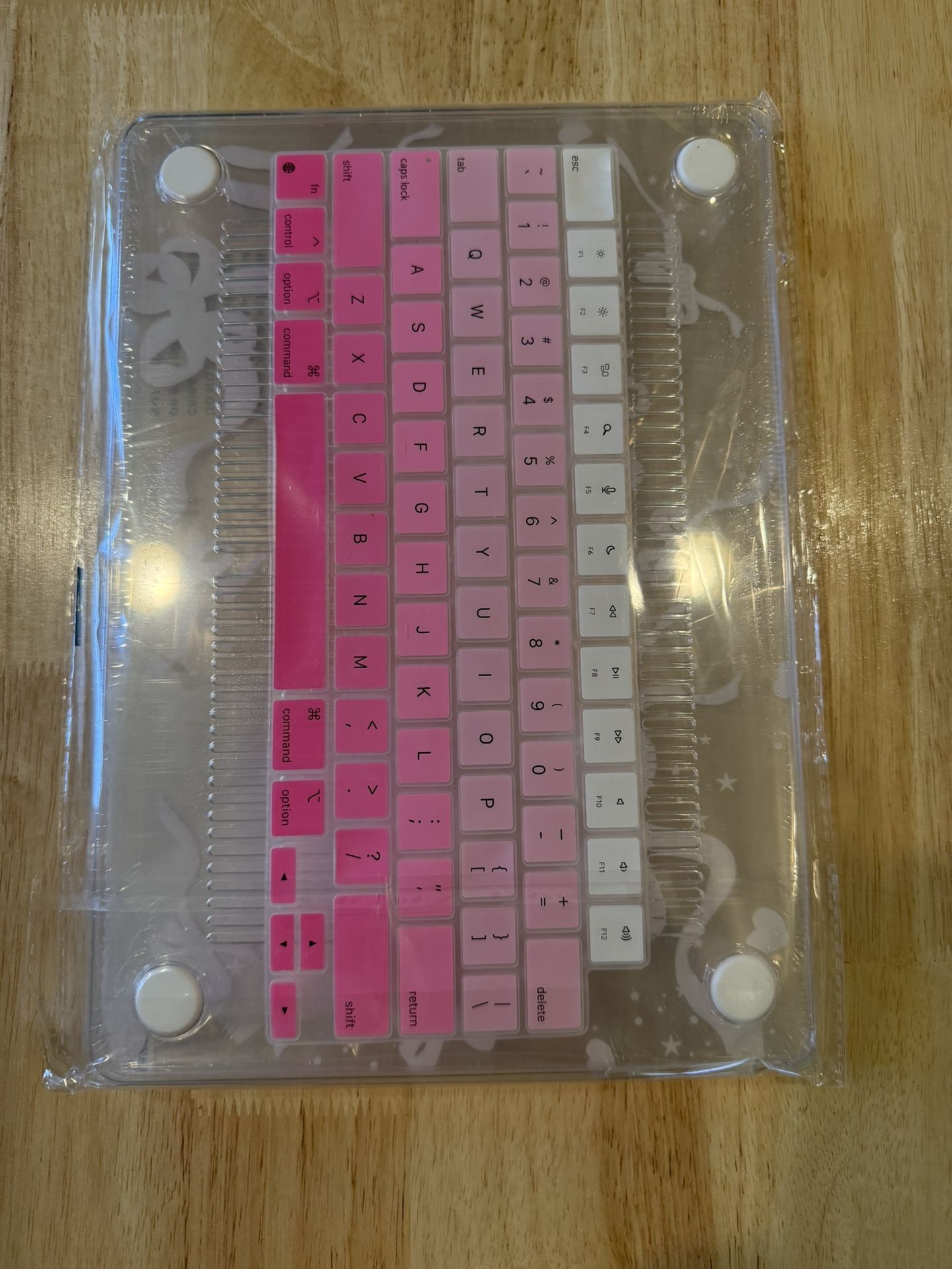 MacBook Air 13.6 Inch Case. Pink Bow and Pearl Design.