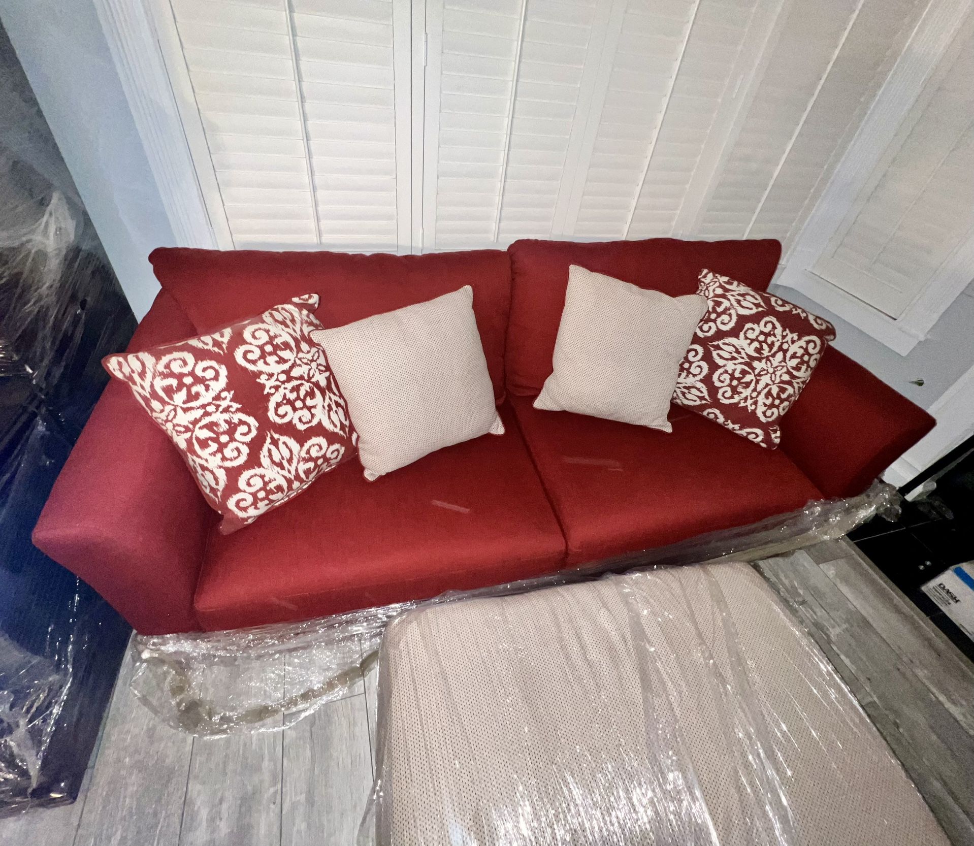 Red Sofa & Ottoman