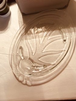 Vintage Pyrex Footed clear glass serving platter