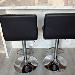 Yaheetech Bar Stools Set of 2, Adjustable PU Leather Swivel Barstools